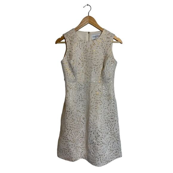 Elizabeth McKay Cream & Gold Brocade Jacquard Fit & Flare Party Dress - Picture 1 of 16
